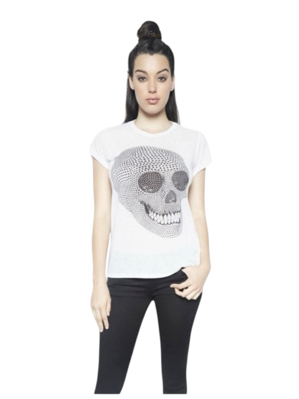 Rare: Lauren Moshi ★ Suki Mini Star Skull Burnout Tee ★ Soft Vintage Inspired T - Picture 2 of 16